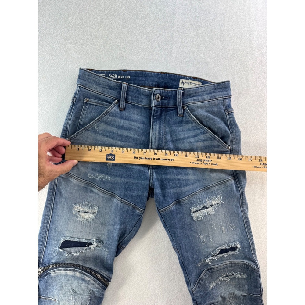 G-Star Raw Men's 5620 3D Zip Knee Skinny Jeans Faded Blue Distressed Denim 30x30 - Picture 14 of 16